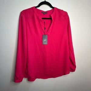 Adrianna Papell Fuchsia Long‎ Sleeve Blouse small